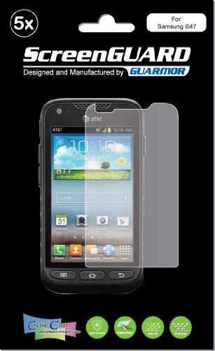 5x Samsung Galaxy Rugby Pro SGH-i547 Premium Invisible Clear LCD Screen Protector Cover Guard Shield Protective Film Kit (Package by GUARMOR)