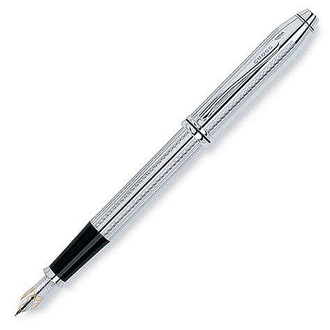 Cross Townsend Platinum Fountain Pen Rhodium Plated 18 Karat Gold Nib Medium