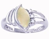 14K Yellow or White Gold Marquis Gemstone and Diamond Ring-Opal-full, half sizes from 5-8.5