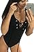 Prograce Women's V Neck Lace Up Bodysuit Sleeveless Stretch Jumpsuit Leotard
