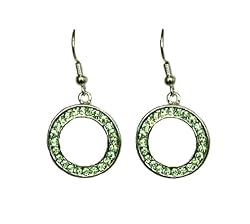 Earrings - E104 - Crystal Circles (3/4") ~ Peridot Green