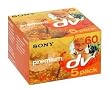 Sony 5 Pack 60 min DVM Premium with Free Head Cleaner