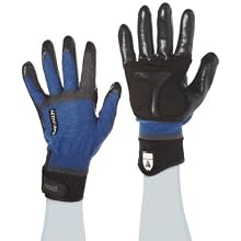 Ansell ActivArmr 97-003 Nitrile Coated Heavy Laborer Gloves, Cut Resistant, Hook and Loop Cuff, Large, Blue/Black (1 Pair)