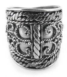Sterling Silver Scrollwork Armor Tribal Band Ring (Size 4,5,6,7,8,9,10)