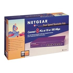Netgear DS508 8-Port 10/100 Dual Speed Stackable Hub RJ45 with Internal Power Supply & Rackmount Kit