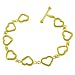 18 Karat Gold over Sterling Silver Open Heart Link Toggle Bracelet (7.5 Inch)