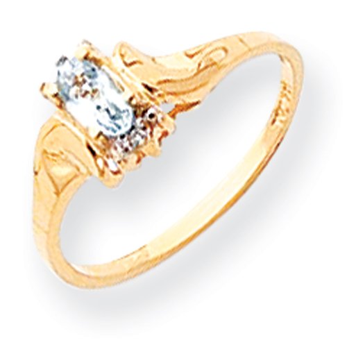 14k .01ct Diamond & Aquamarine Birthstone Ring