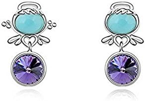 Angle Jewelry One Pair Circle Lucky Baby Style Swarovski Crystal Fashion Ear Ring Earring For Elegant Wedding Gift