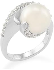 South Sea White Pearl Ring with Diamonds in 14K White Gold (11-12mm)