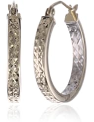 10k Two Tone Gold In and Out Diamond-Cut 3mm Flat Hoop Earrings