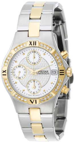 Pulsar Women's PF8212 Crystal Accented Chronograph Two-Tone Stainless Steel Watch
