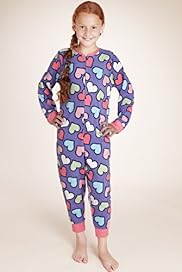 Older Girls Multi Heart Fleece All in One