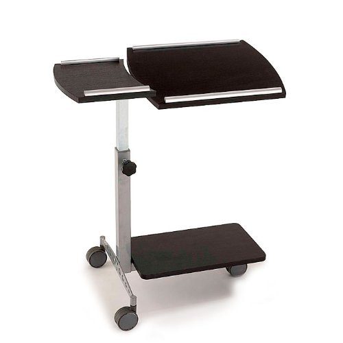 Homestyles Black Laptop Cart with Silver Frame Black Finish/Silver Base