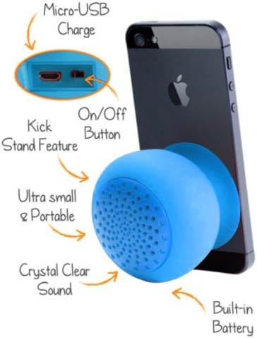 Mini Portable Bluetooth Speaker - Great Sound, Water Resistant with Built-in Microphone - Light Blue