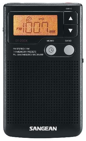 Sangean Am/Fm Portable Pocket Radio Clock Large Lcd Display Ptional 90 Minute Auto Shut Off