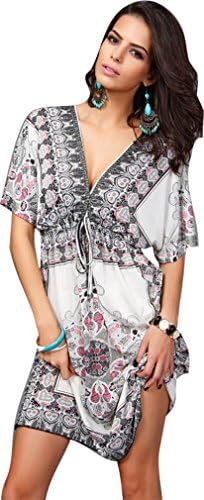 Barry Womens Sexy Vintage Swimming Sundress Beach Dress (XL, Grey)