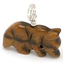 CARVED WOLF CHARM ~ TIGER EYE