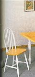 Set Of 4 White & Natural Wood Spindle Back Chair