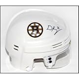 David Krejci Boston Bruins Signed Boston Bruins White Mini Helmet - Autographed NHL Helmets and Masks