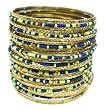 Green and Blue Beads Mixed Set of 27pcs Gold Indian Bangles