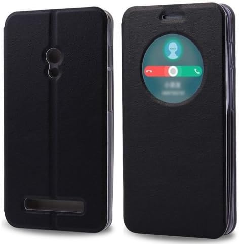 Realway Quick Window Leather flip Soft Case Cover with Stand for Asus Zenfone 5 (Black)