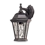 Globe 4572801 Trinity One-Light Outdoor Downward Wall Sconce with Tiffany Glass, Black