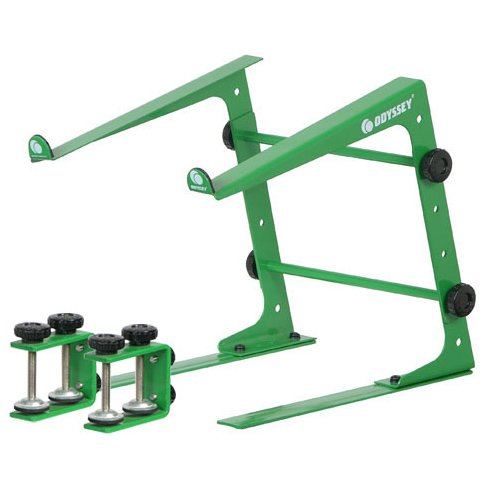 Odyssey LSTANDGREEN Green DJ Laptop Stand W Clamps DJ Laptop Stand