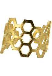 AppleLatte Honeycomb Ring, Gold Plated Adjustable