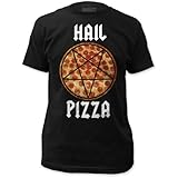 Impact Originals, Hail Pizza Print Men's Fitted Cotton Shirt Large Black