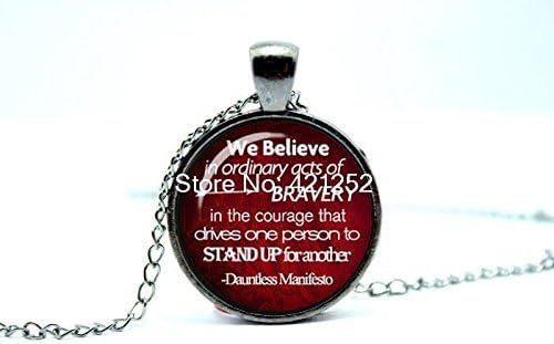 Pretty Lee 2015 Fashion Divergent Inspire Dauntless Manifesto Quote Be Brave Acts Of Bravery Divergent Glass Photo Cabochon Necklace Christmas gift