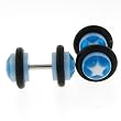Fake Acrylic Plugs - Blue/White with White Star 16g Wire; 6mm - Sold as a Pair