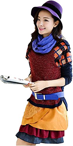 ツーピース 上下セット タータンチェック ミニスカート プルオーバー 長袖 カジュアル キュート エレガンス レディース 春物 冬物 可愛いスカーフ付き R582