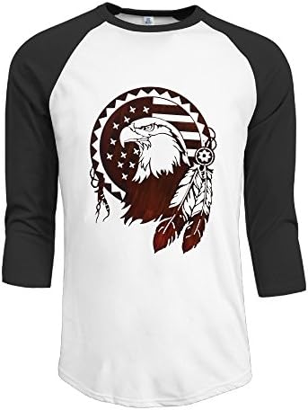 Men's Bald Eagle Art 3/4 Sleeve Raglan Tshirt 100% Cotton