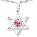 Candygem 925 Sterling Silver Created Round Pink Sapphire Star of David Judaica Pendant. From the Judaica Collection By Devorah.