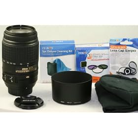 Nikon AF-S DX NIKKOR 55-300mm f 4.5-5.6G ED VR (5.5x) Lens kit with Set of 3 filters , Case ,... by