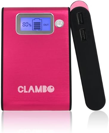 Clambo® IM-808A 11200mAh Portable High Capacity Cell Phone Tablet External Battery Charger Battery Pack Charger Power Bank Backup Charger with LCD Display for iPhone 5, 5S (Apple adapters not included), 4S, 4, iPad 4, 3, 2, Mini, iPods, Samsung Galaxy S4, S3, S2, Note 2, Note 8, Tab 3; HTC One, EVO, Thunderbolt, Incredible, Droid DNA, Motorola ATRIX, Droid, Google Glass, Nexus 4, Nexus 7, Nexus 10, LG Optimus and More - Electric Pink