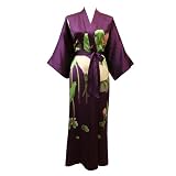 Silk Kimono- Handpainted (Long) - Plum-Crane