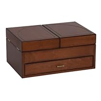Mele & Co. Kinley Fold-Out Jewelry Box in Antique Walnut Finish