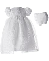 Lauren Madison baby girl Christening Baptism Newborn Embroidered Satin Dress Gown