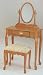 Traditional Queen Anne Style Oak Finish Wood Vanity Set w/Stool & Mirror