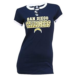 Women's NFL Team Short Sleeve V-Neck Top (San Diego Chargers, Medium)