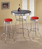 2 Red Glitter Barstools and Black Table Set