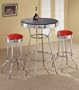 2 Red Glitter Barstools and Black Table Set