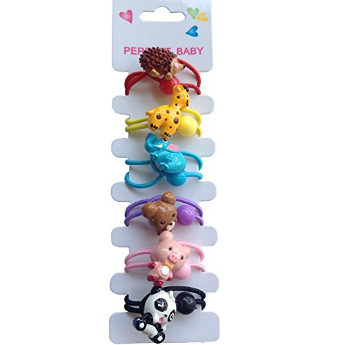 6Pcs Cute Animal Little Girl Hair Holder Girl's Hair Rope Ponytail Kids Holder Elastic Six Animal (animal)