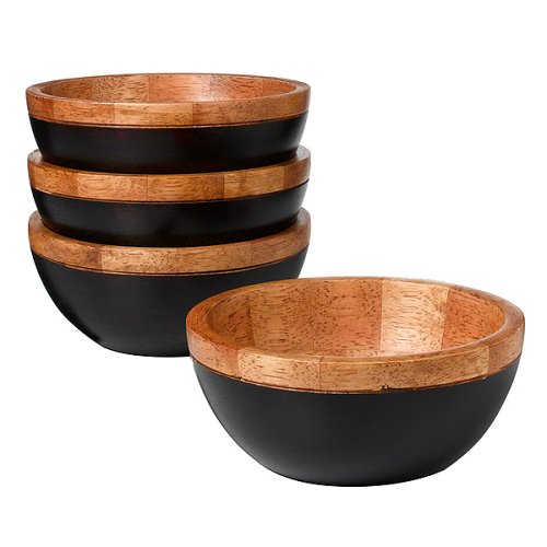 2-Tone Wood Bowls - 7 dia. (Set of 4) by Gibson Oversea