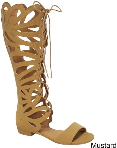 Forever Link Women's Caren-11 Gladiator Sandals,Mustard,6.5