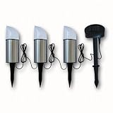 Edelstahl Solarlampe Gartenleuchte Gartenlampe 3 Stück + Solar-Modul