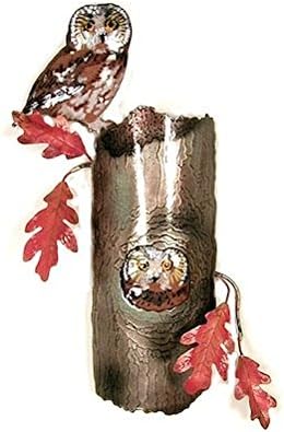 Bovano Enamel Copper Wall Art Saw Whet Owls In Tree