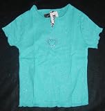 Split Crew Glitter T-Shirt Turq w/Nailhead Hearts