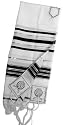 Black & Silver Wool Tallit 18" x72"